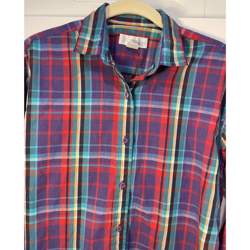 Vtg Circa Now Womens Plaid Button Up Top Size 8 Preppy 90s Colorful Timeless Y2K - Picture 5 of 10